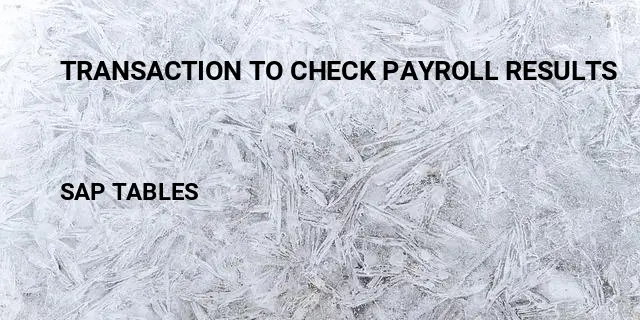 Transaction to check payroll results Table in SAP