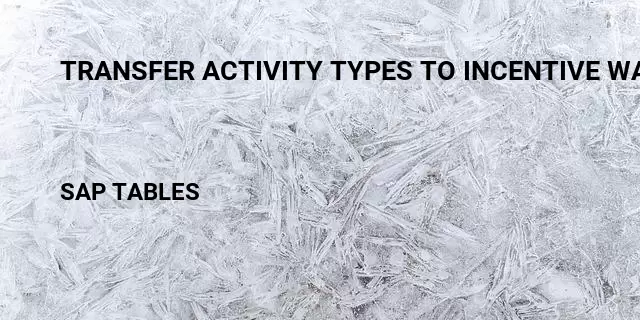 Transfer activity types to incentive wages Table in SAP