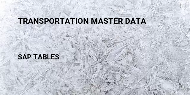 Transportation master data Table in SAP