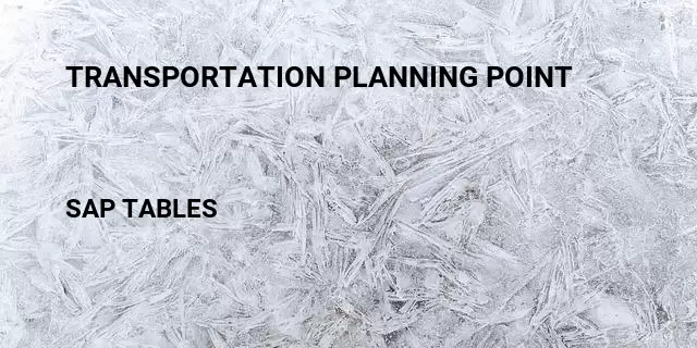 Transportation planning point Table in SAP