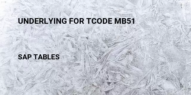 Underlying for tcode mb51 Table in SAP