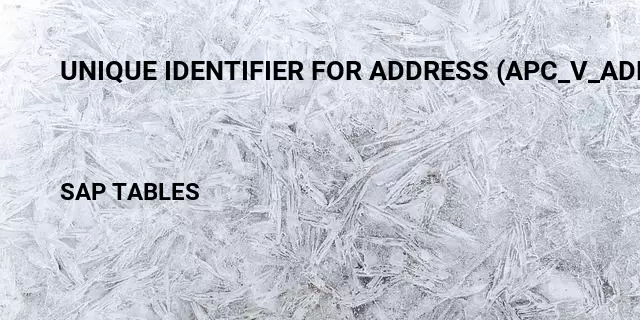 Unique identifier for address (apc_v_address_id) Table in SAP