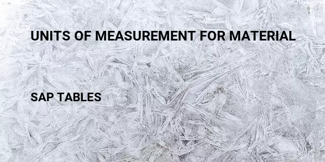 Units of measurement for material Table in SAP