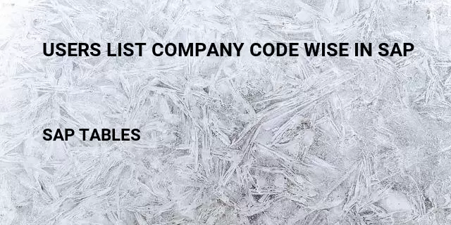 Users list company code wise in sap Table in SAP