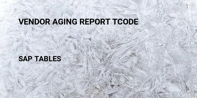 Vendor aging report tcode Table in SAP