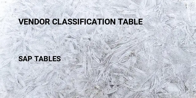 Vendor classification table Table in SAP