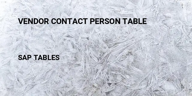 Vendor contact person table Table in SAP