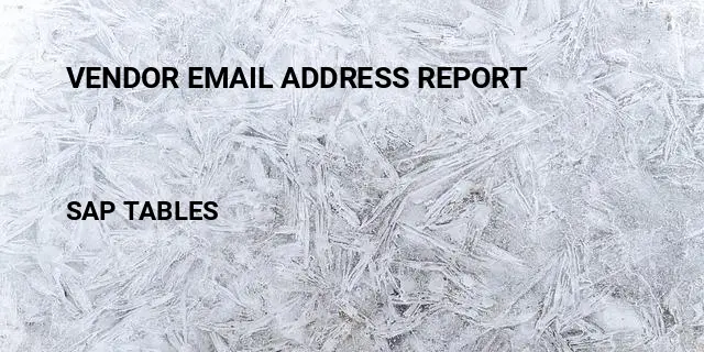 Vendor email address report Table in SAP