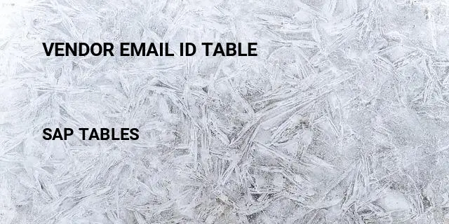 Vendor email id table Table in SAP