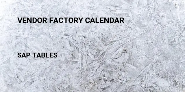 Vendor factory calendar Table in SAP