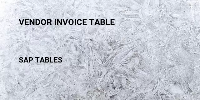 Vendor invoice table Table in SAP