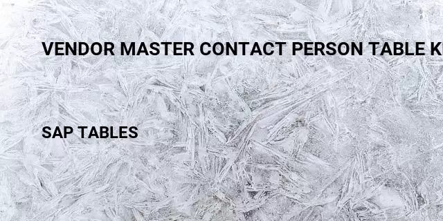 Vendor master contact person table knvk Table in SAP