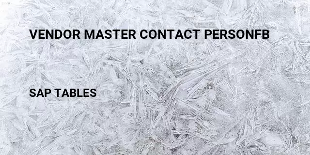 Vendor master contact personfb Table in SAP