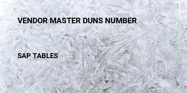 Vendor master duns number Table in SAP