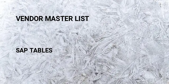 Vendor master list Table in SAP