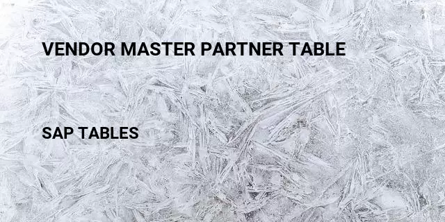 Vendor master partner table Table in SAP