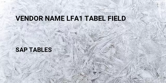 Vendor name lfa1 tabel field Table in SAP