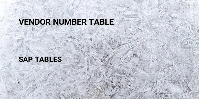 Vendor number table Table in SAP