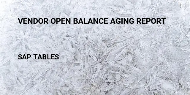 Vendor open balance aging report Table in SAP