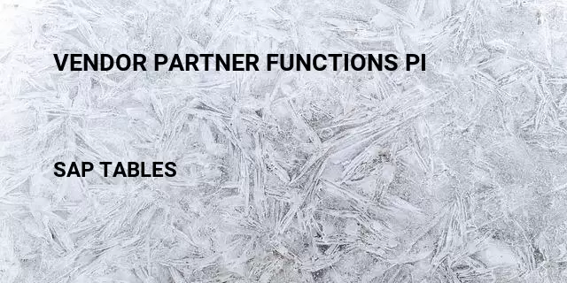Vendor partner functions pi Table in SAP