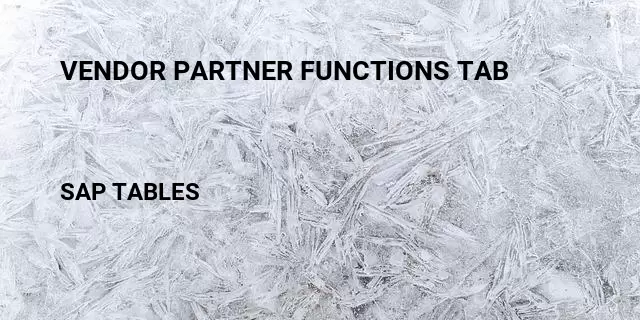 Vendor partner functions tab Table in SAP