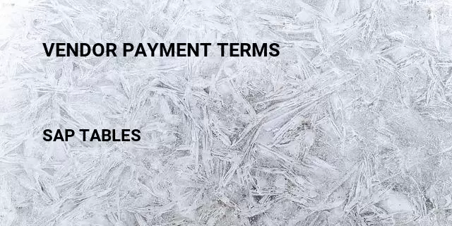 Vendor payment terms  Table in SAP