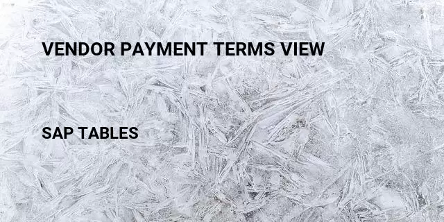 Vendor payment terms view Table in SAP