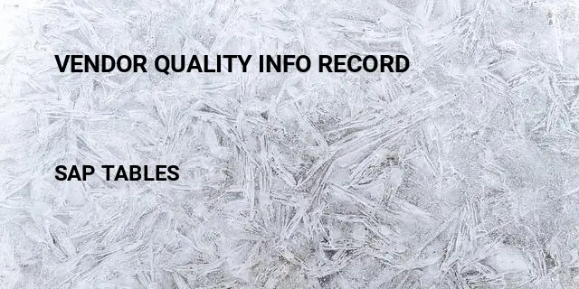 Vendor quality info record Table in SAP