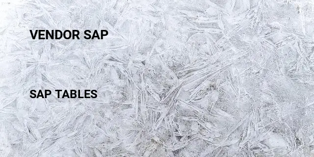 Vendor sap Table in SAP
