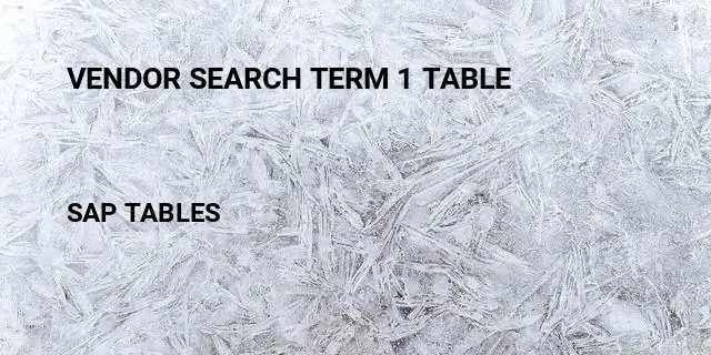 Vendor search term 1 table Table in SAP