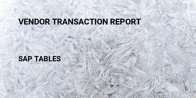 Vendor transaction report Table in SAP