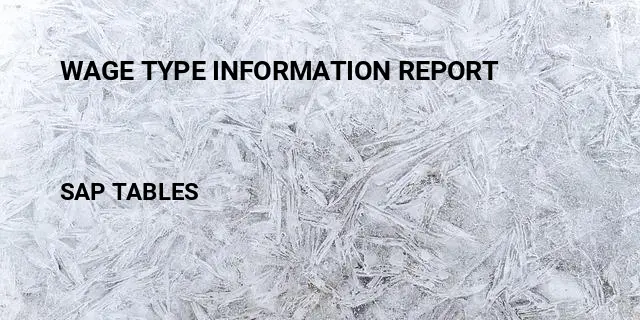 Wage type information report Table in SAP