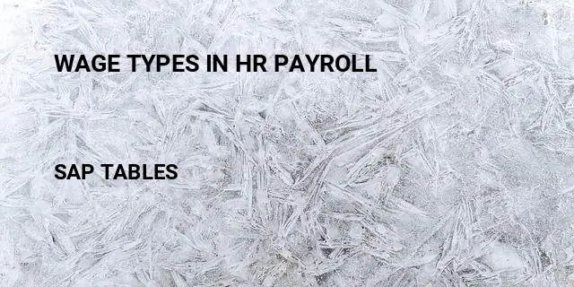 Wage types in hr payroll Table in SAP