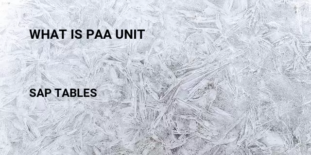 What is paa unit Table in SAP