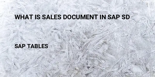 What is sales document in sap sd Table in SAP