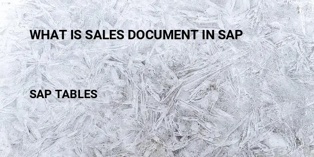 What is sales document in sap Table in SAP