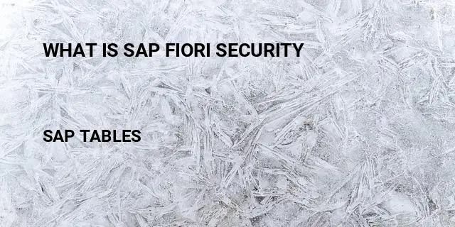 What is sap fiori security Table in SAP