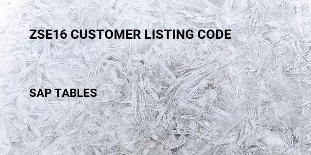 Zse16 customer listing code Table in SAP