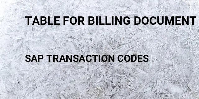 Table for billing document in sap Tcode in SAP