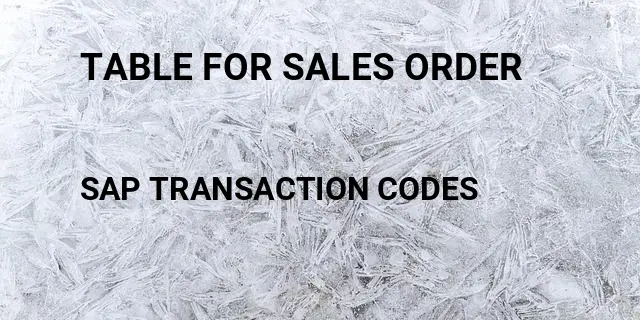 Table for sales order Tcode in SAP