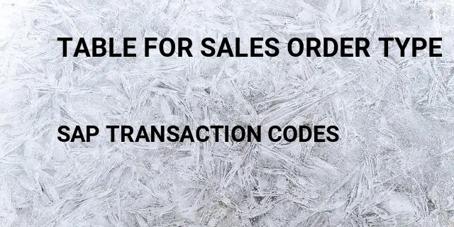 Table for sales order type Tcode in SAP