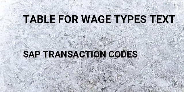 Table for wage types text Tcode in SAP