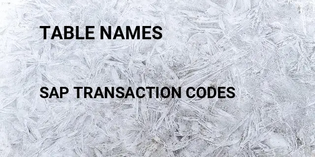 Table names Tcode in SAP