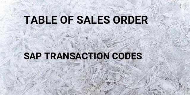 Table of sales order Tcode in SAP