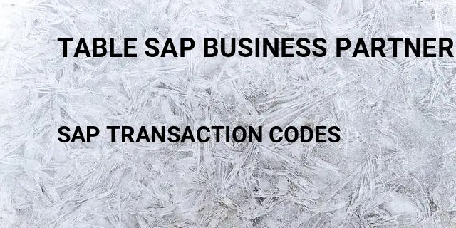 Table sap business partner Tcode in SAP