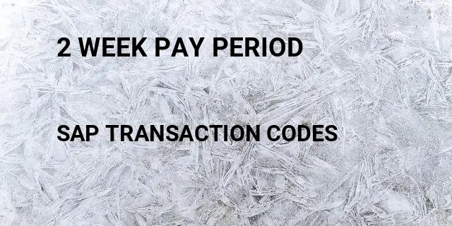 2 week pay period Tcode in SAP