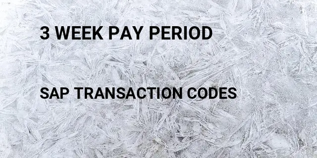 3 week pay period Tcode in SAP