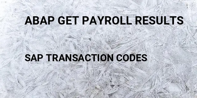 Abap get payroll results Tcode in SAP