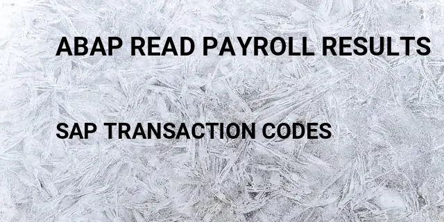Abap read payroll results Tcode in SAP