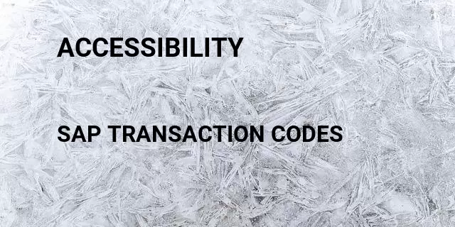 Accessibility Tcode in SAP